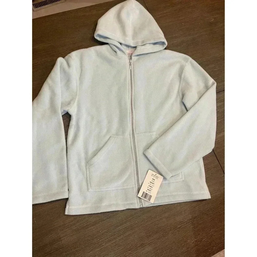 Girls New with Tags Fleece Zip Up Size 14/16 Light Blue Color